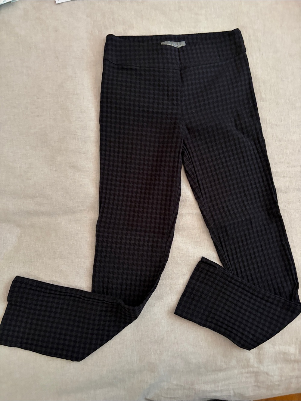 Black Houndstooth Straight Leg Pants